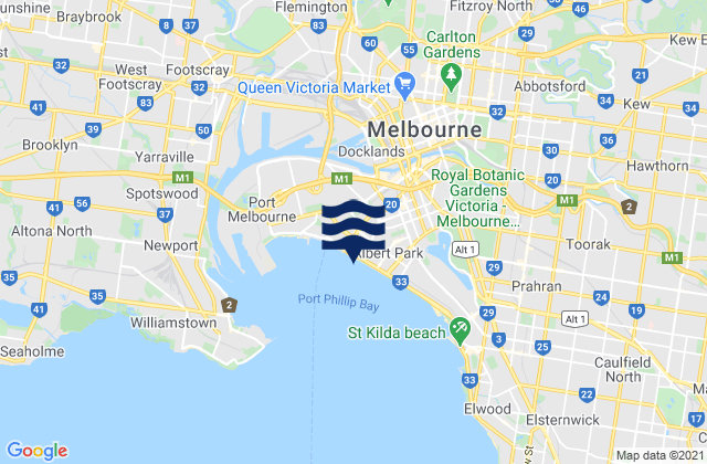 Port Melbourne, Australiaの潮見表地図