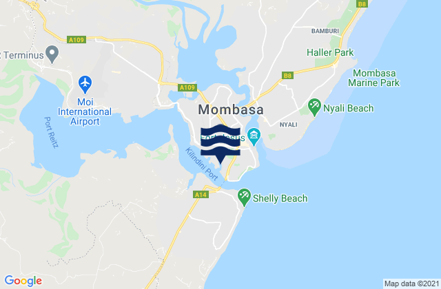 Port Mombasa (Kilindini), Kenyaの潮見表地図
