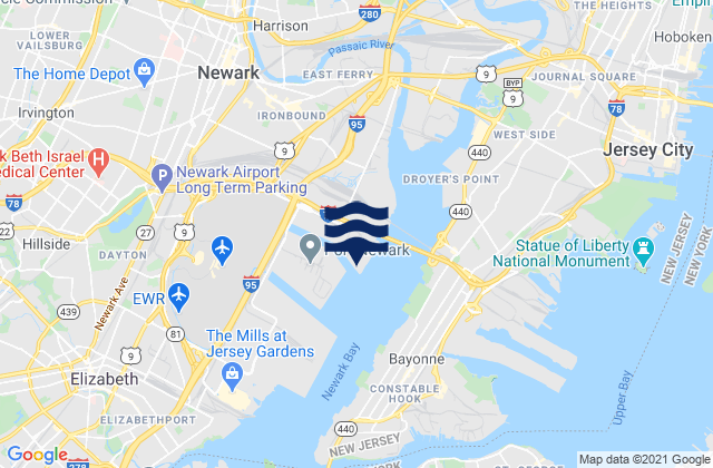 Port Newark Terminal, United Statesの潮見表地図