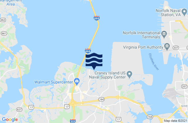 Port Norfolk, Western Branch, United Statesの潮見表地図