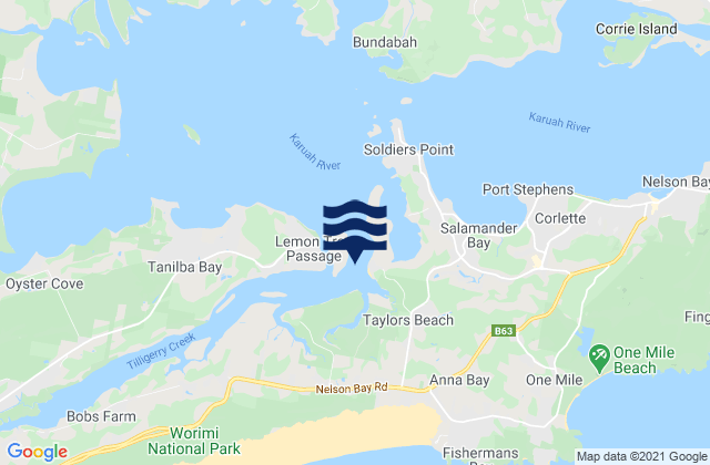 Port Stephens, Australiaの潮見表地図