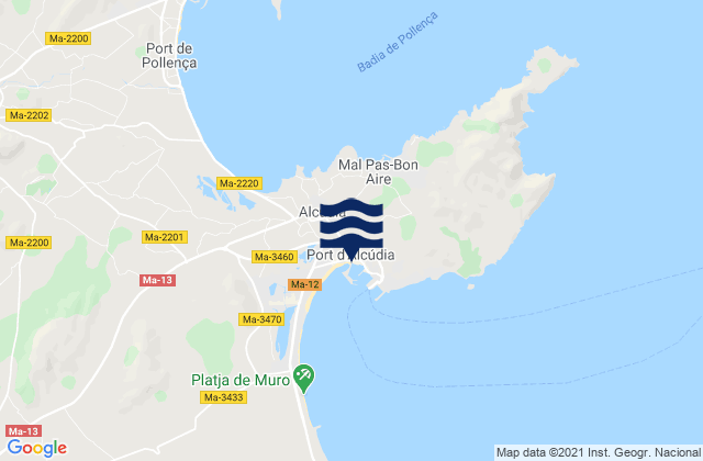 Port d'Alcúdia, Spainの潮見表地図