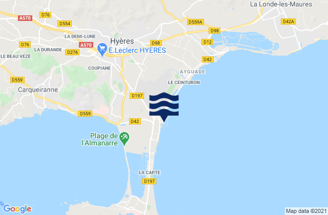Port de Hyères (St Pierre), Franceの潮見表地図