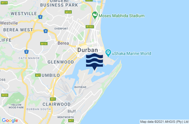 Port of Durban, South Africaの潮見表地図