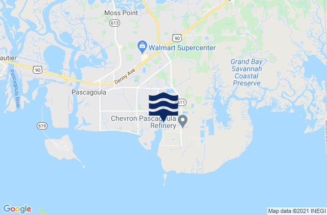 Port of Pascagoula Dock E, United Statesの潮見表地図