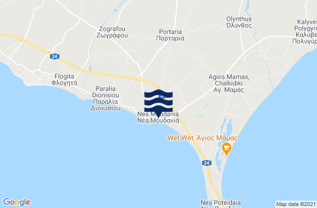 Portariá, Greeceの潮見表地図