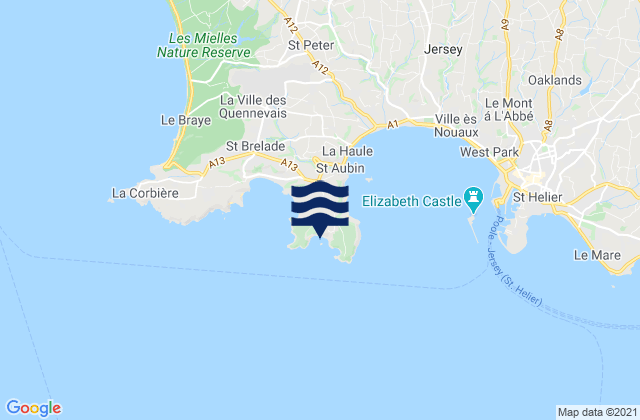 Portelet Bay Beach, Franceの潮見表地図