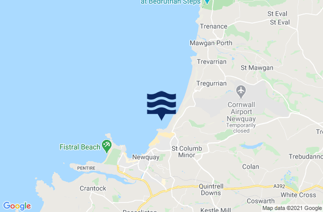 Porth Beach, United Kingdomの潮見表地図