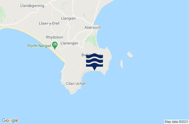 Porth Ceiriad Beach, United Kingdomの潮見表地図