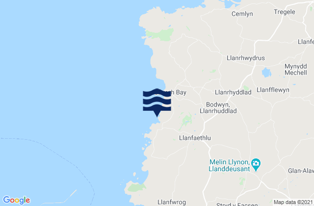 Porth Trwyn Beach, United Kingdomの潮見表地図