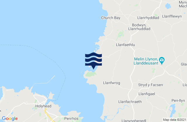 Porth Tywyn Mawr Beach, United Kingdomの潮見表地図