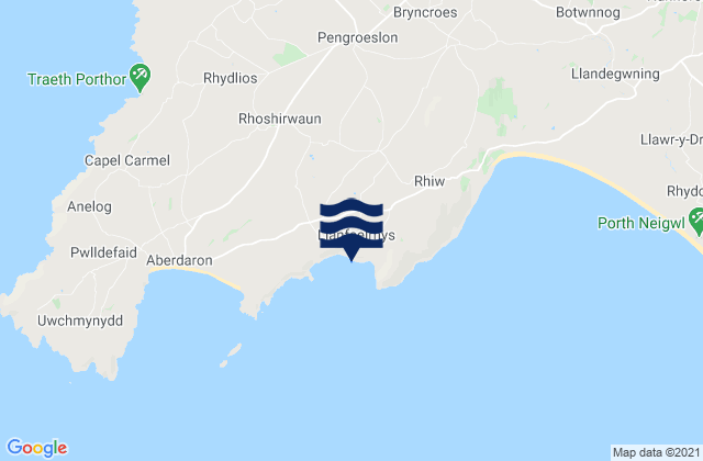 Porth Ysgo Beach, United Kingdomの潮見表地図