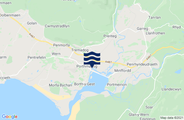 Porthmadog, United Kingdomの潮見表地図