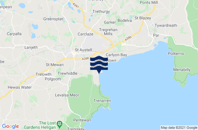 Porthpean Beach, United Kingdomの潮見表地図
