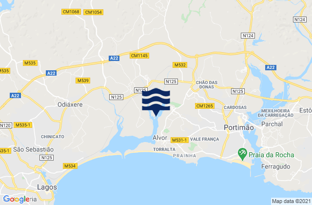 Portimão, Portugalの潮見表地図