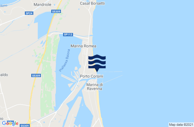 Porto Corsini, Italyの潮見表地図