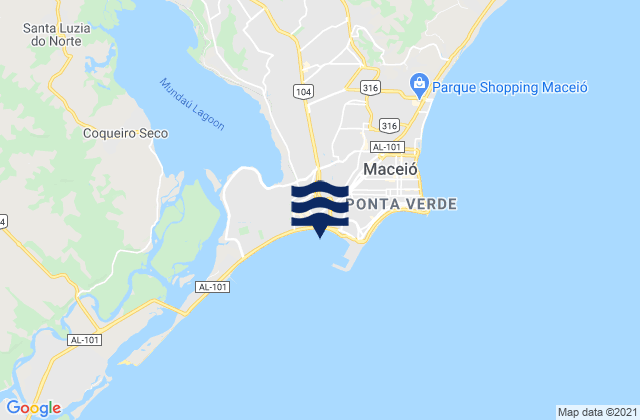 Porto De Maceio, Brazilの潮見表地図