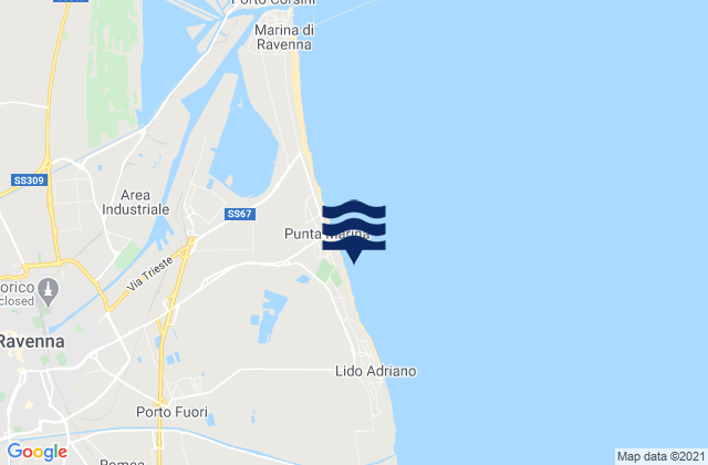 Porto Fuori, Italyの潮見表地図