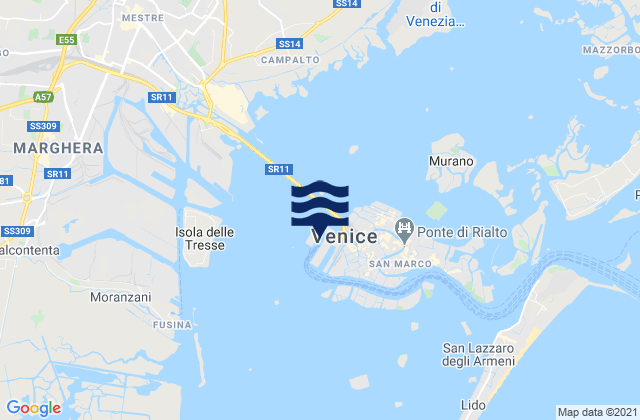 Porto Marghera, Italyの潮見表地図