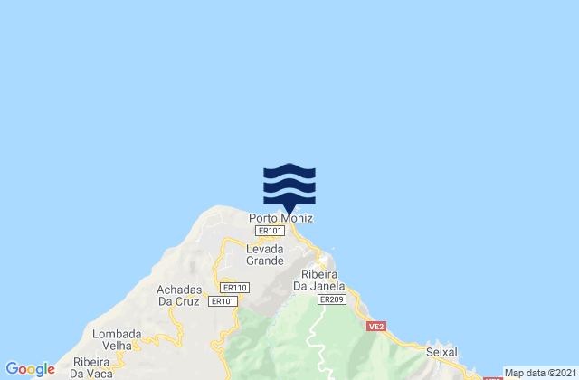 Porto Moniz Madeira Island, Portugalの潮見表地図