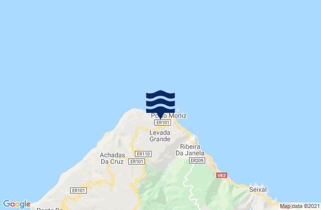Porto Moniz, Portugalの潮見表地図