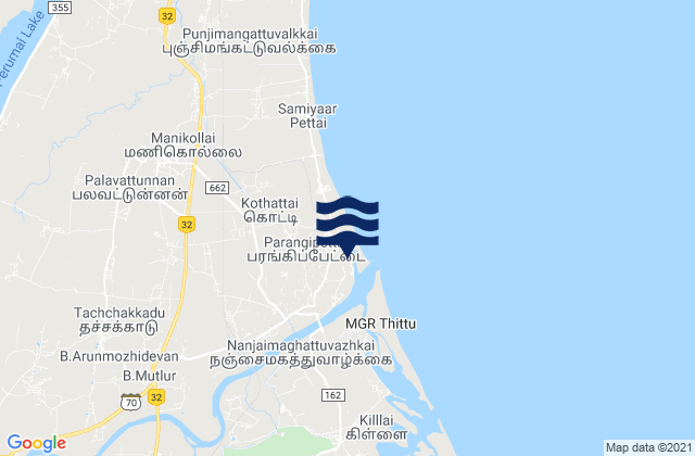 Porto Novo, Indiaの潮見表地図