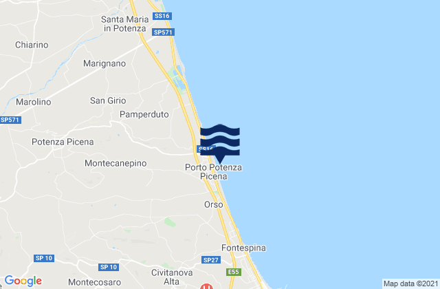 Porto Potenza Picena, Italyの潮見表地図