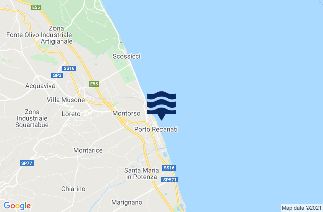 Porto Recanati, Italyの潮見表地図