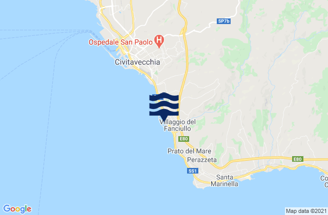 Porto Riva di Traiano, Italyの潮見表地図