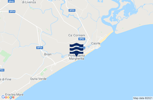 Porto Santa Margherita, Italyの潮見表地図