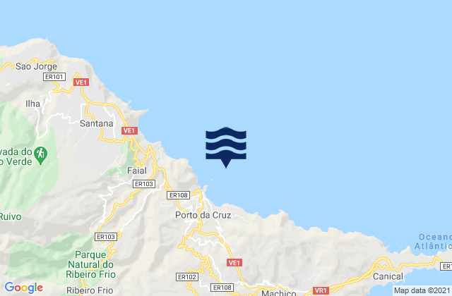 Porto da Cruz Madeira Island, Portugalの潮見表地図
