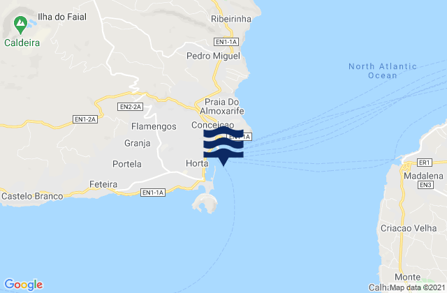 Porto da Horta Ilha do Faial, Portugalの潮見表地図