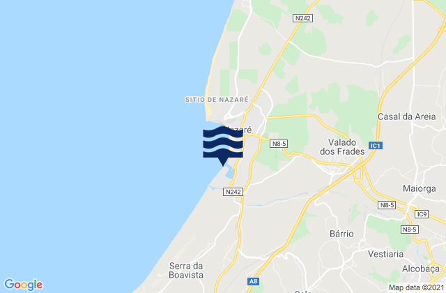 Porto da Nazaré, Portugalの潮見表地図