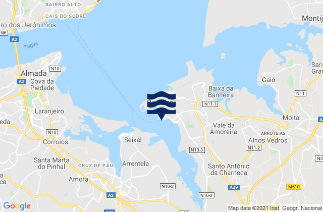 Porto de Barreiro, Portugalの潮見表地図