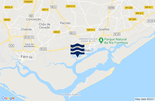 Porto de Faro-Olhao, Portugalの潮見表地図