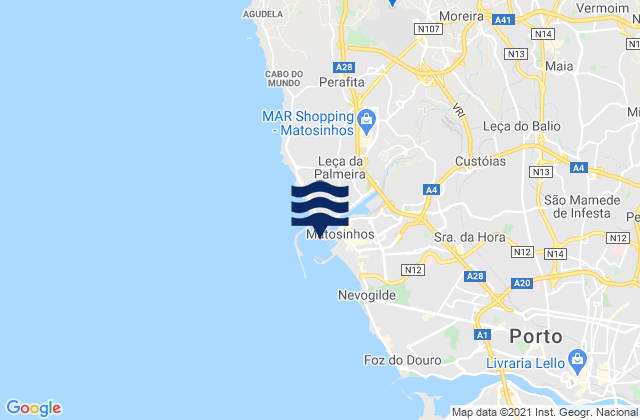 Porto de Leixões, Portugalの潮見表地図
