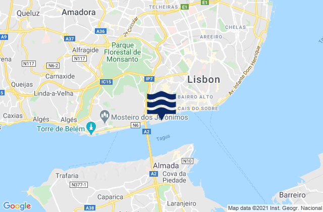 Porto de Lisboa, Portugalの潮見表地図