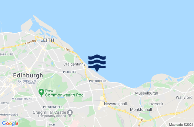 Portobello Beach, United Kingdomの潮見表地図