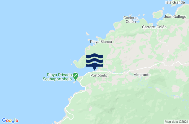 Portobelo, Panamaの潮見表地図