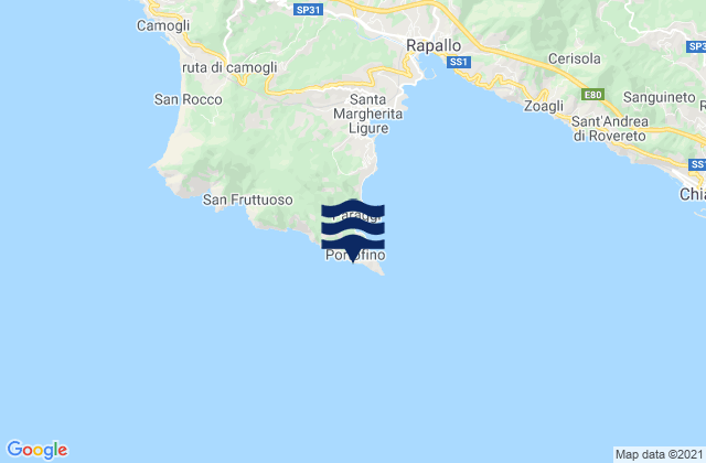 Portofino, Italyの潮見表地図