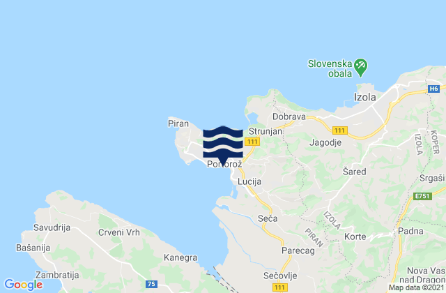 Portorož, Sloveniaの潮見表地図