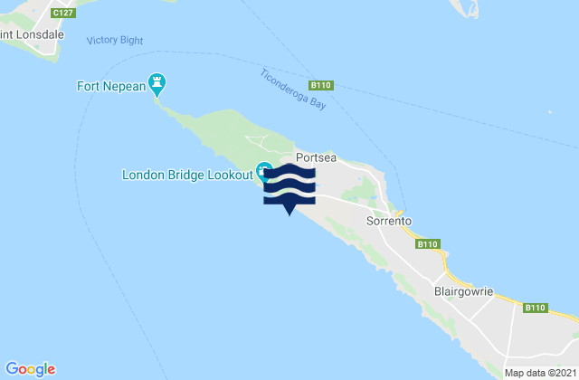 Portsea Surf Beach, Australiaの潮見表地図