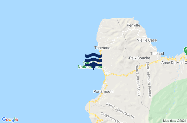 Portsmouth, Dominicaの潮見表地図