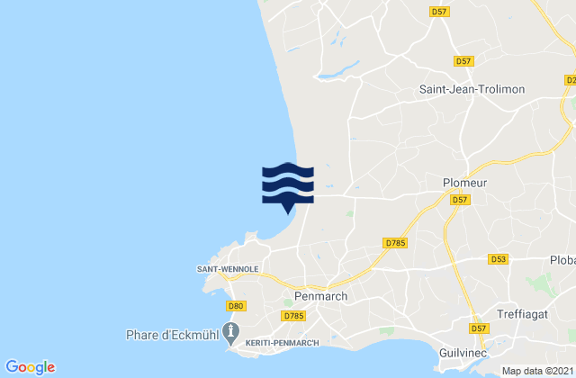 Porzcarn, Franceの潮見表地図