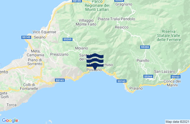 Positano, Italyの潮見表地図