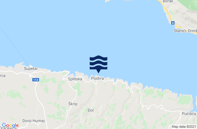 Postire, Croatiaの潮見表地図
