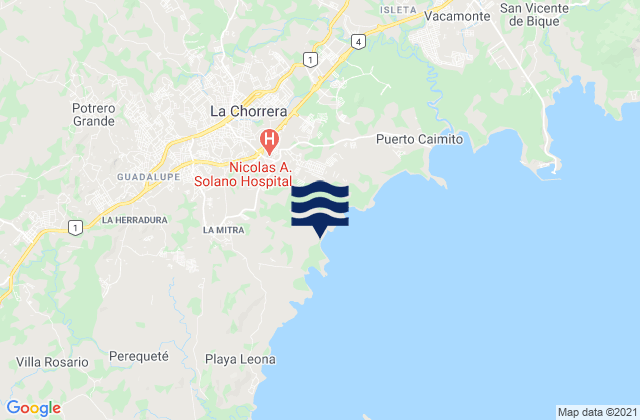 Potrero Grande, Panamaの潮見表地図
