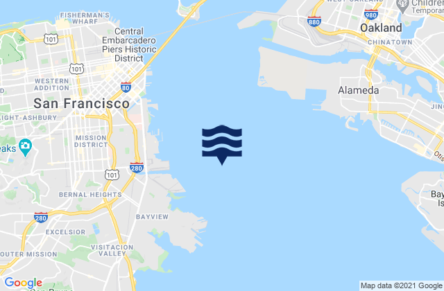 Potrero Point 1.1 mi E, United Statesの潮見表地図