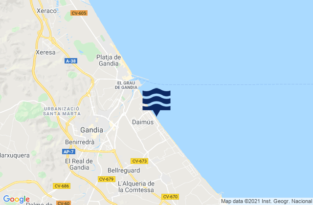 Potríes, Spainの潮見表地図