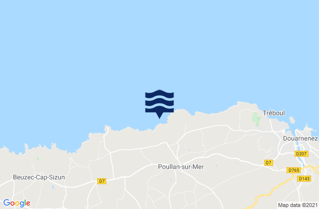 Poullan-sur-Mer, Franceの潮見表地図